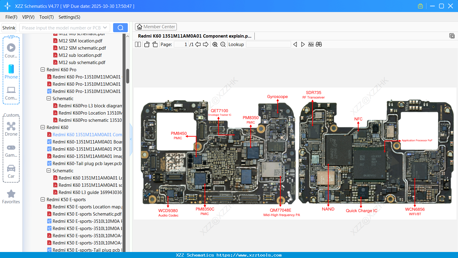 Xiaomi Redmi K60 1351M11AM0A01 Component Explain